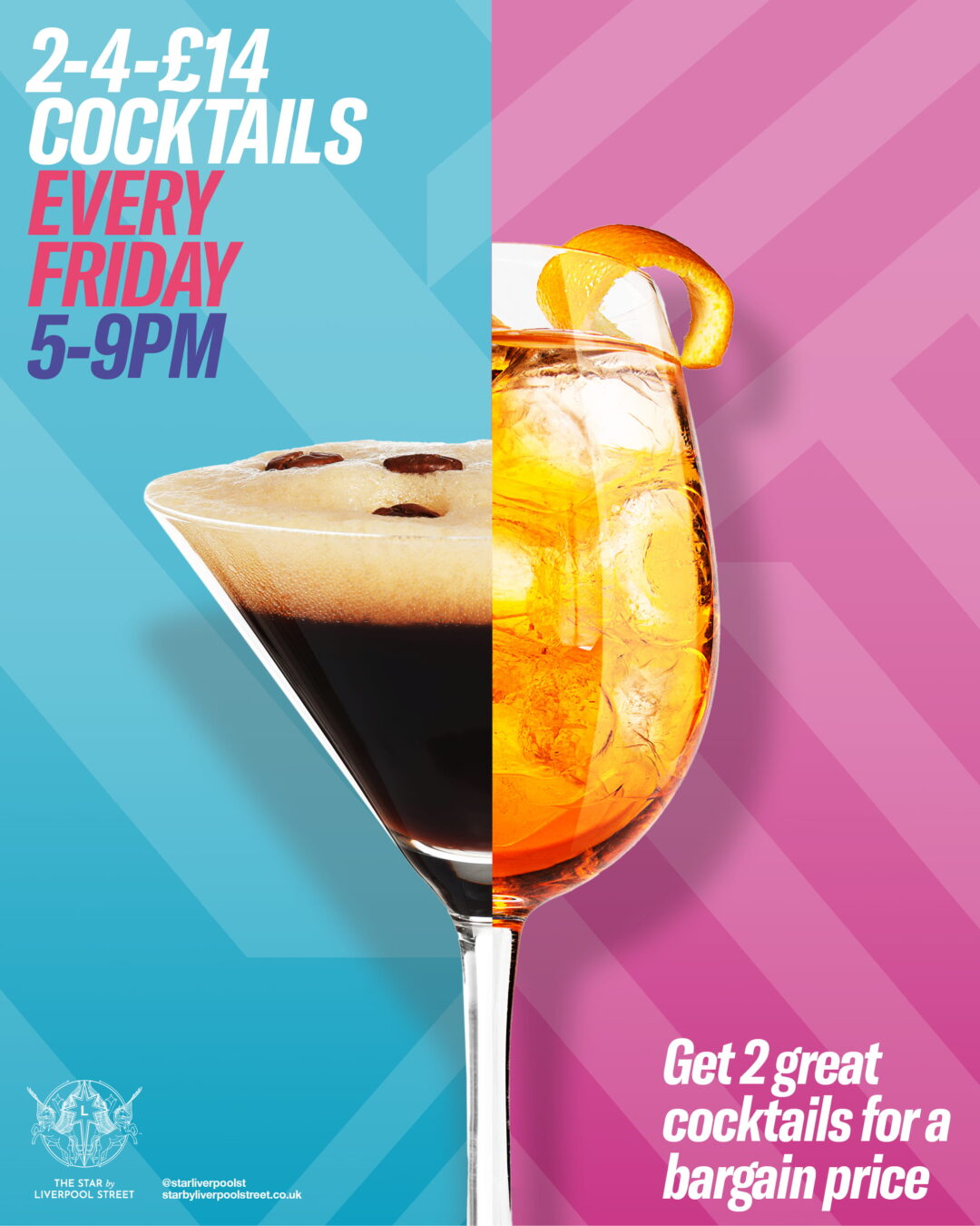 Friday 2-4-£14 Cocktails 5-9pm - Friday 23rd October