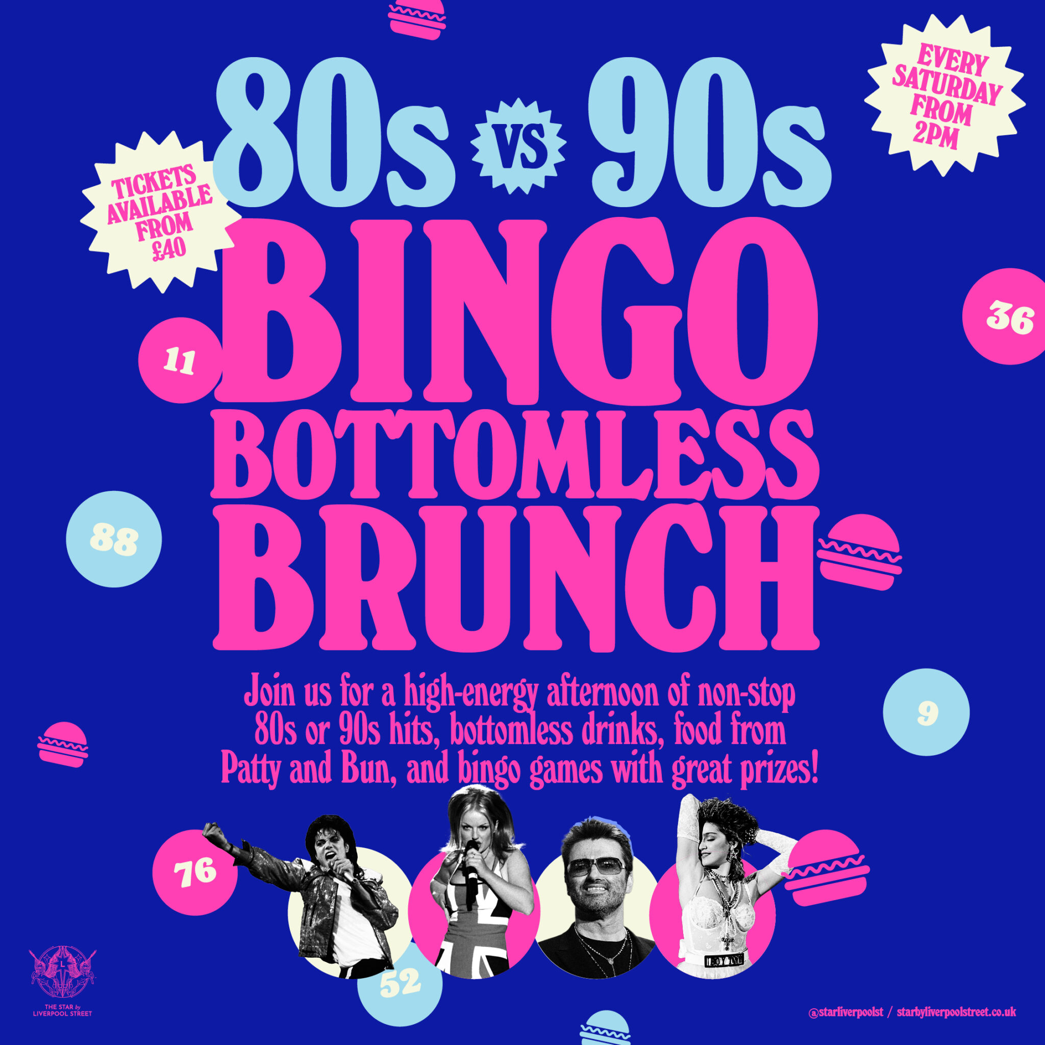80s vs 90s musical bottomless brunch at The Star by Liverpool Street